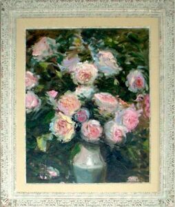 Bouquet de roses - Huile sur toile - 55 x 46 cm