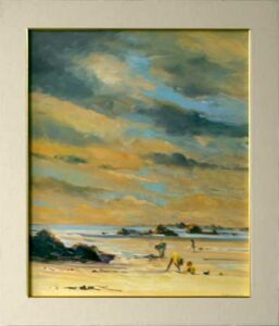 Enfants sur la plage - Huile sur toile - 45 x 54 cm